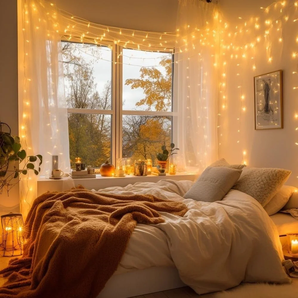 600 LED Christmas Lights Outdoor Indoor String Lights 8 Modes Warm White 206 FT